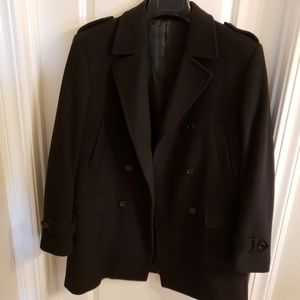 John Varvatos Star USA Black Wool Peacoat 